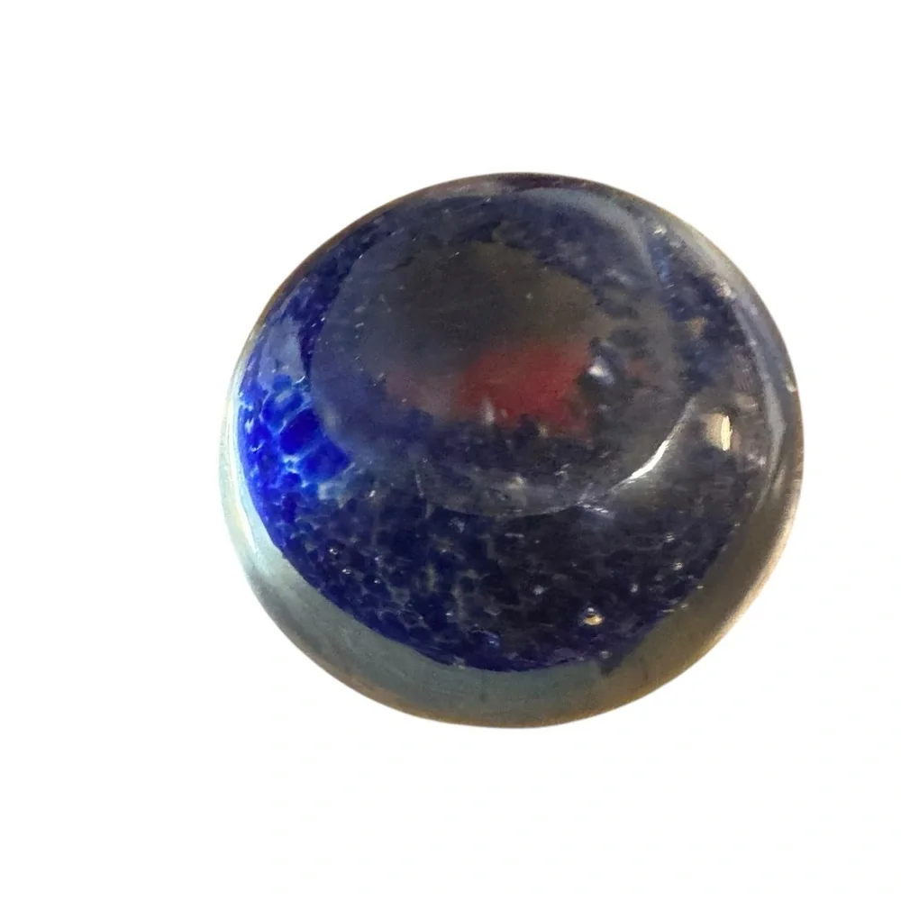 Blue and Orange Glass FishHand-Blown Art Glass Paperweight